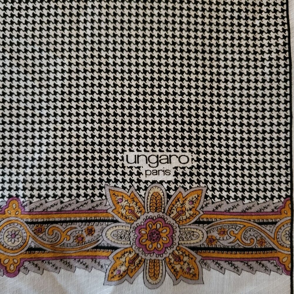 Men's Ungaro Cotton Handkerchief Pocket Square Houndstooth & Floral 17" Hanky